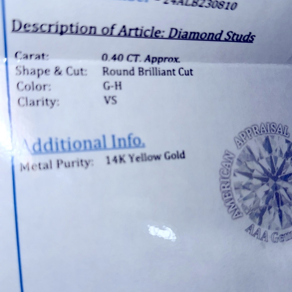$2150 DIAMOND 💎 VS G CERTIFIED ROUND SOLITAIRE EARRINGS Solitaire Studs - Picture 6 of 6